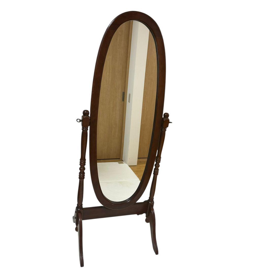 アンティーク オーバル型 ヴィンテージ レトロ スタンドミラー 木製 姿鏡942