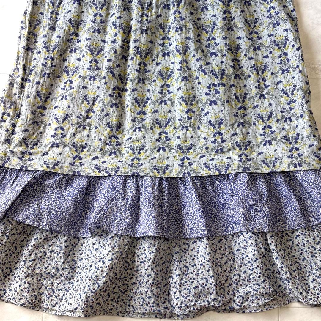 【ほぼ未使用】45rpm フローラルロングティアードワンピース 日本製 1 花柄