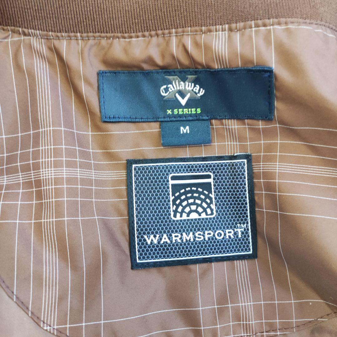 極美品　キャロウェイ 2WAY中綿ジャケット チェック 袖着脱可 メンズM 茶