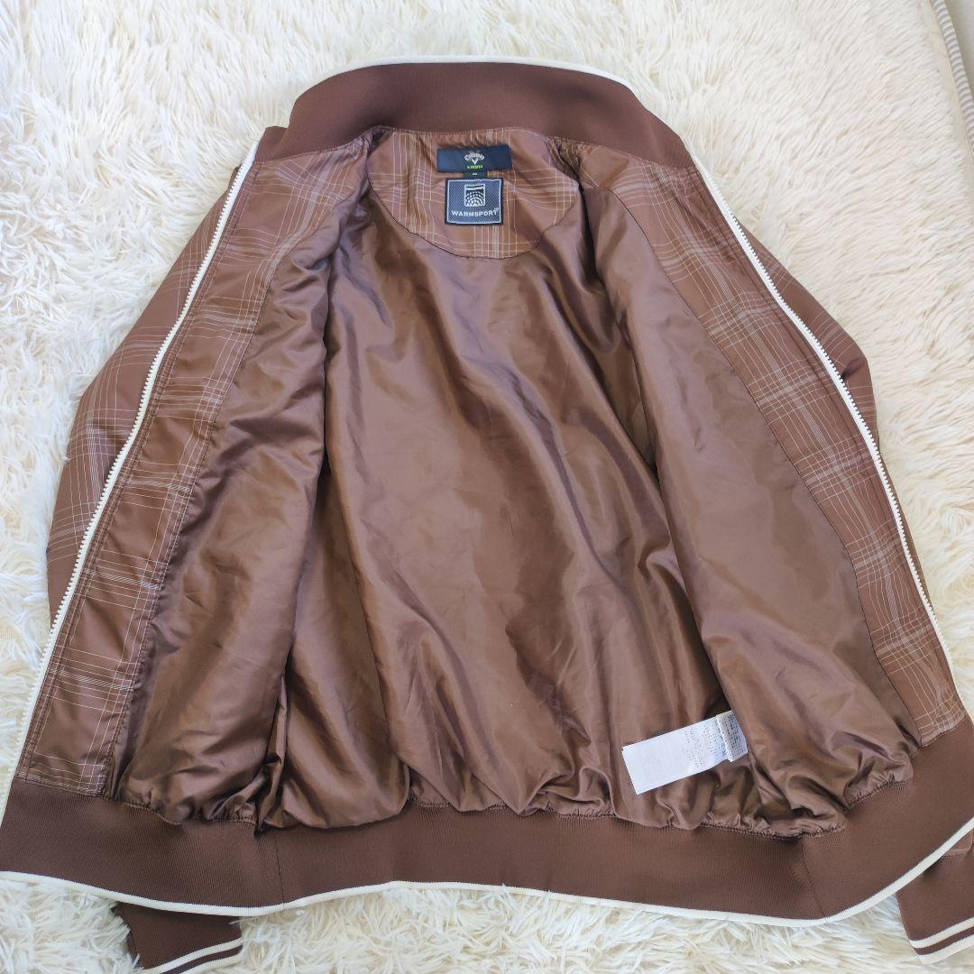 極美品　キャロウェイ 2WAY中綿ジャケット チェック 袖着脱可 メンズM 茶