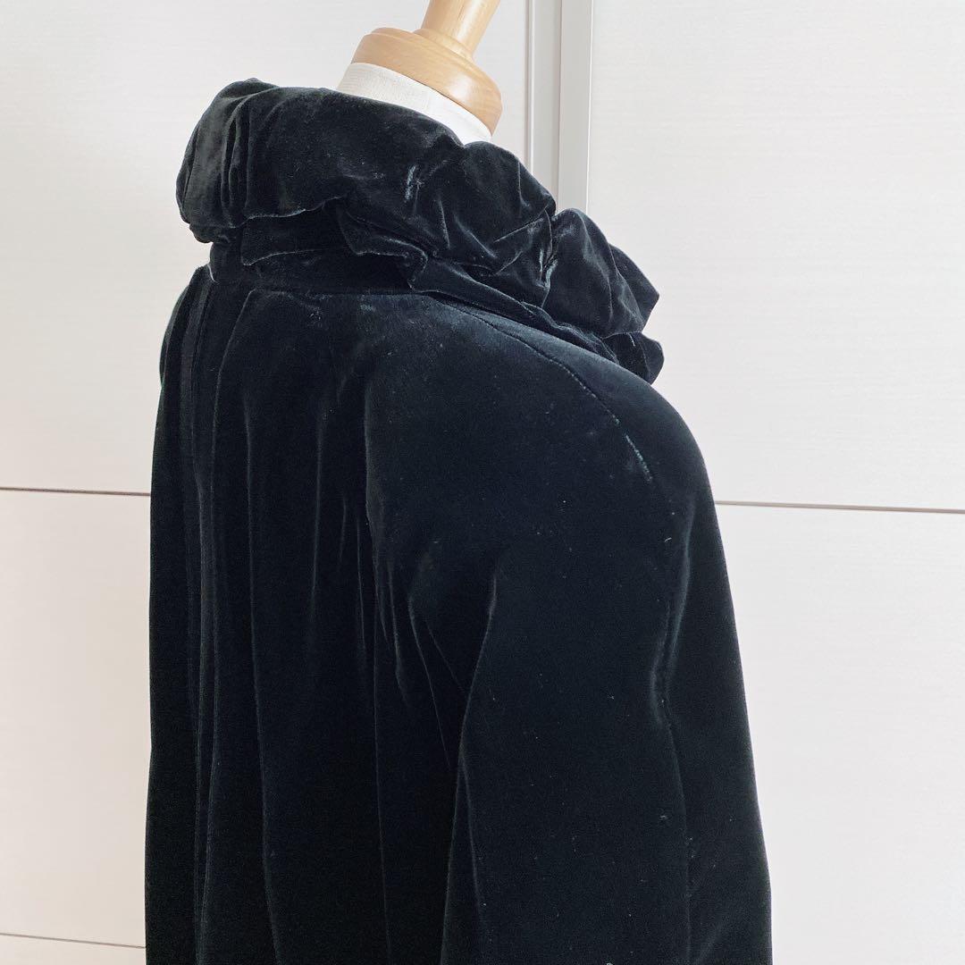 38 Double レジアンス 黒ベルベットロングコート ドゥブーレ 社交ダンス