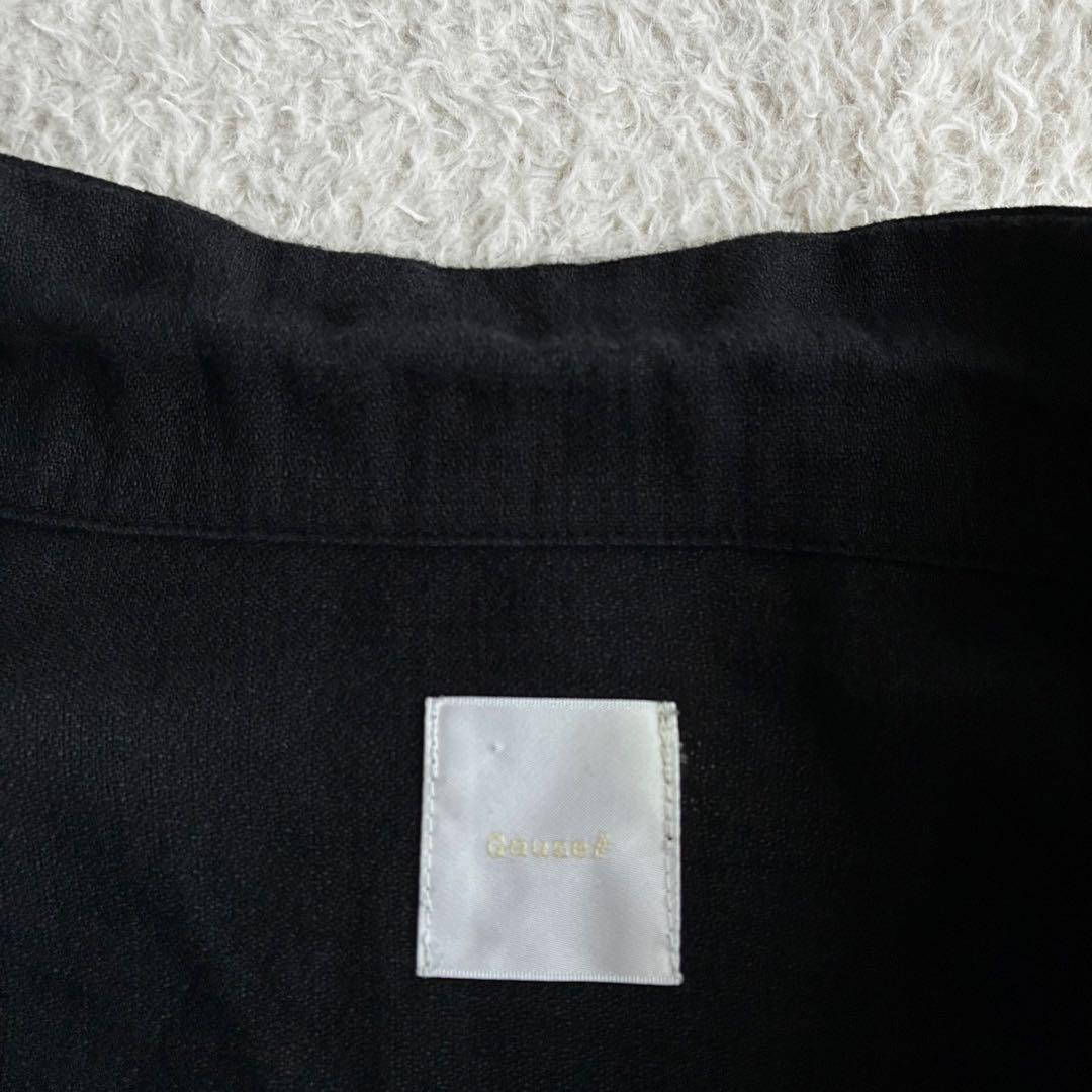 極美品 Gauze# リネン100スイッチングギャザーワンピース 長袖 ちび襟