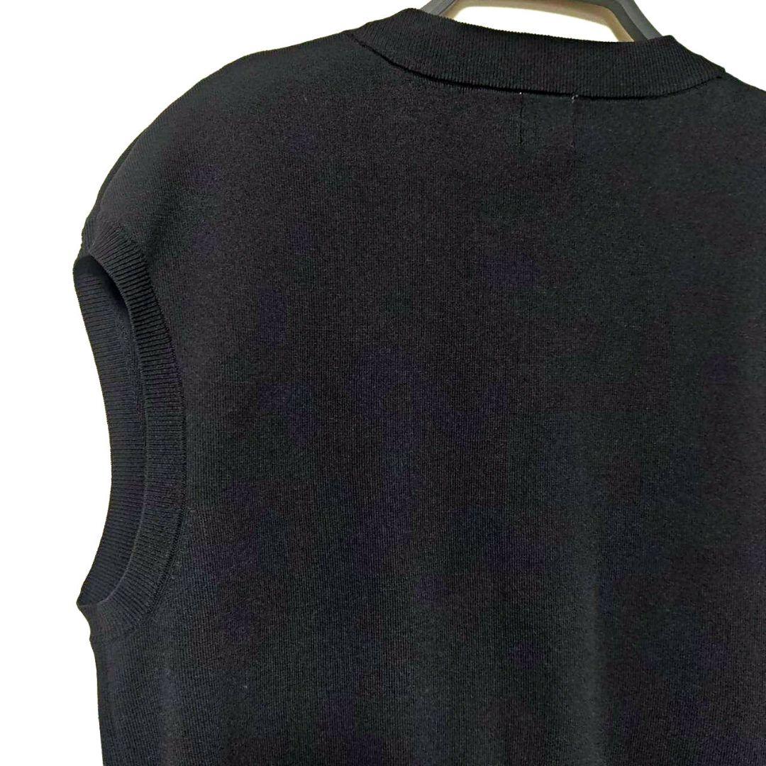 美品 WEB限定 スピック&スパン ウォッシャブルVネックニットベスト F 黒