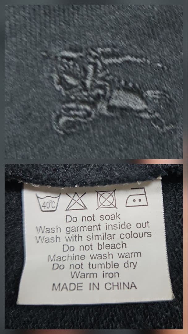 【BURBERRY LONDON 】フード付き 黒ジッパーパーカー Lサイズ