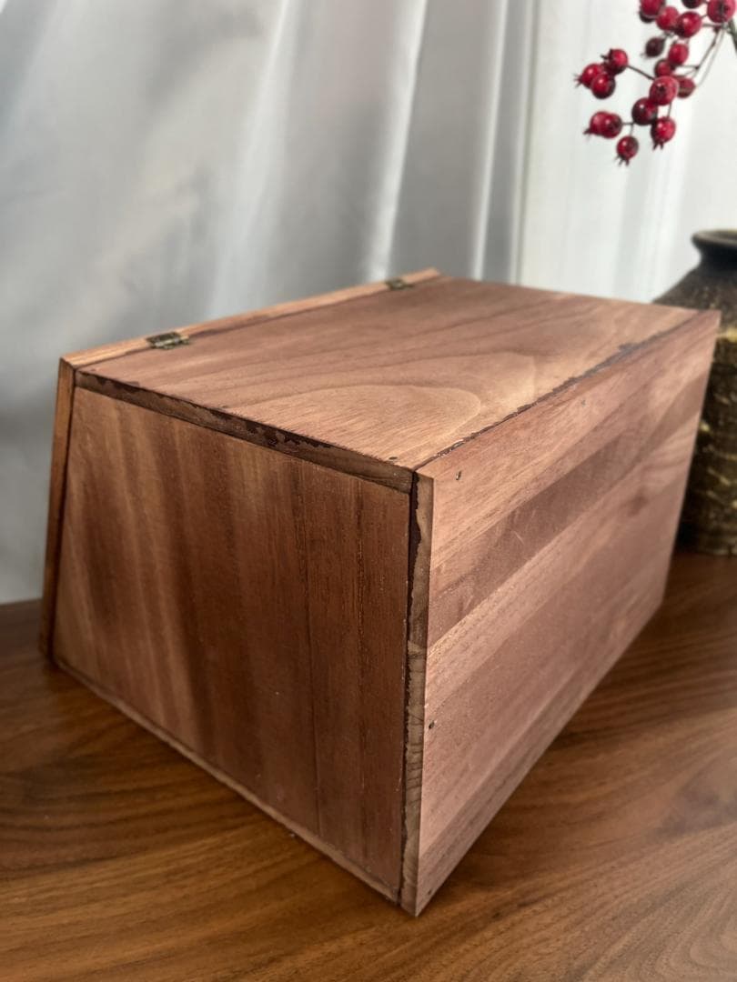 アンティーク調　台形ガラスキャビネット　収納　ブレッドボックス　ケース　木製