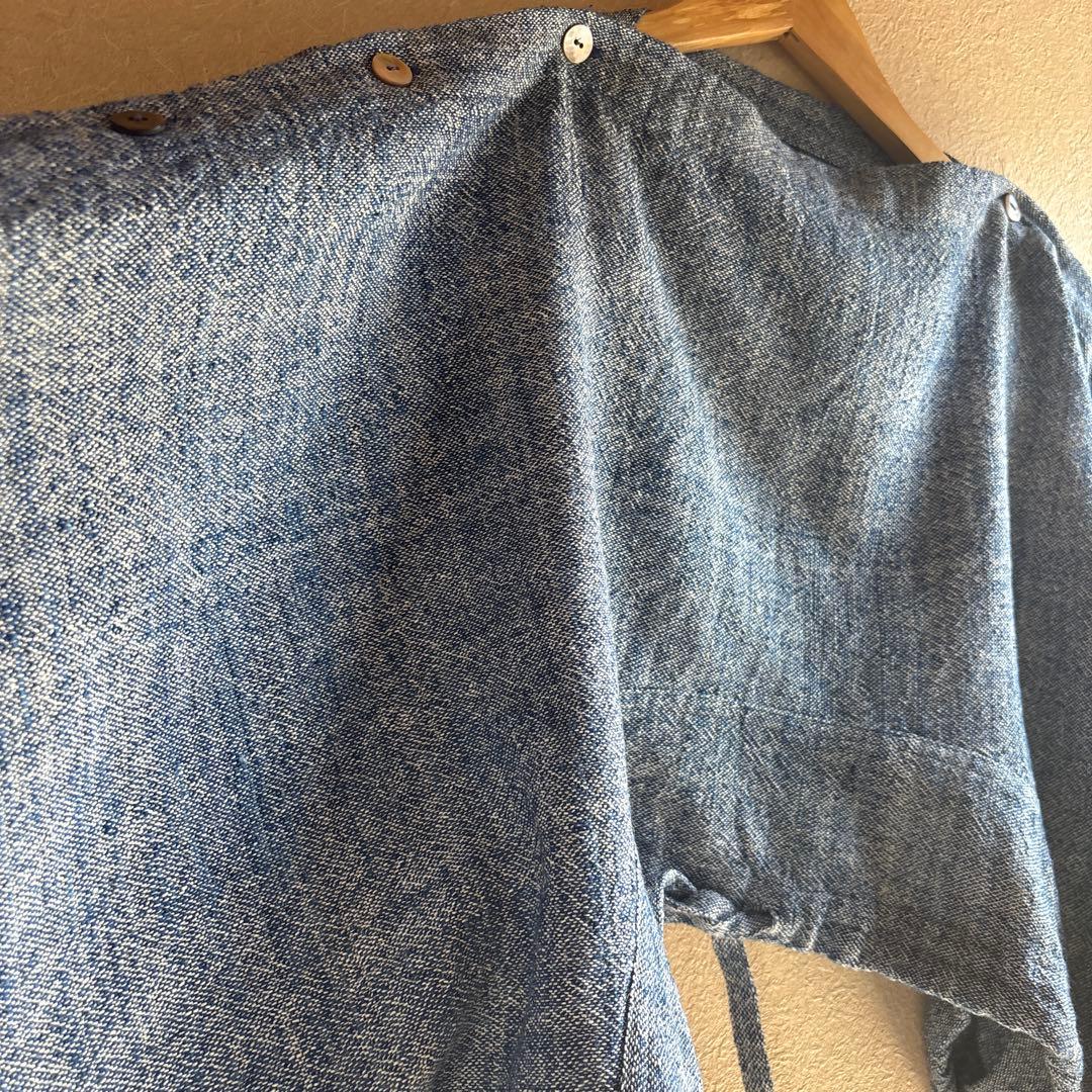 うさとの服  usaato ヘンプコットン 藍染め マルチウェイトップス 美品