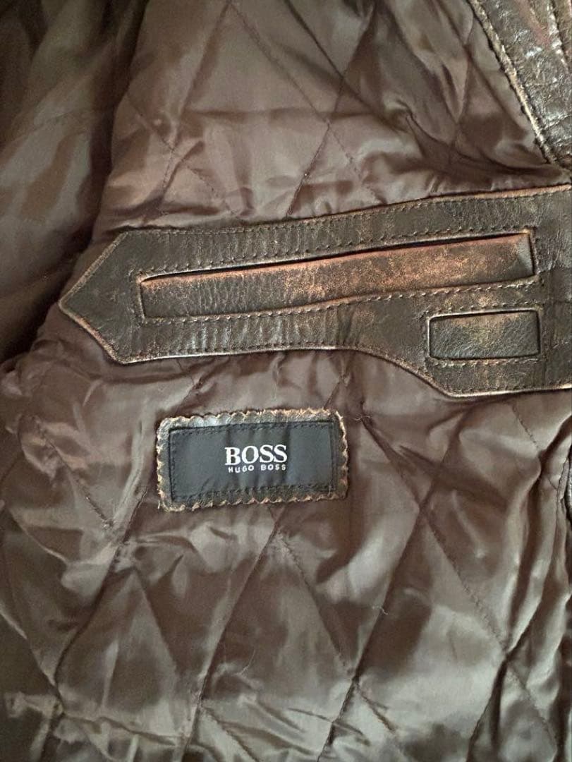 古着　HUGO BOSS レザージャケット　48