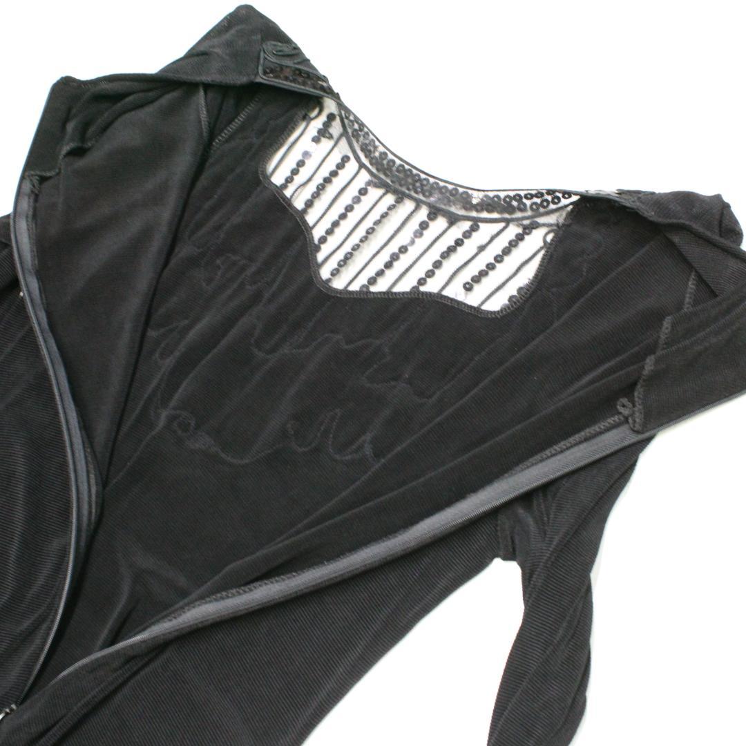 【美品 社交ダンス衣装】ワンピース ドレス 黒 ブラック スパンコール シンプル