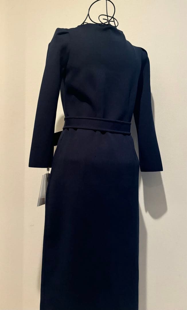 未使用タグ付　セルフォード アシメカラー　ニットワンピース　ネイビー