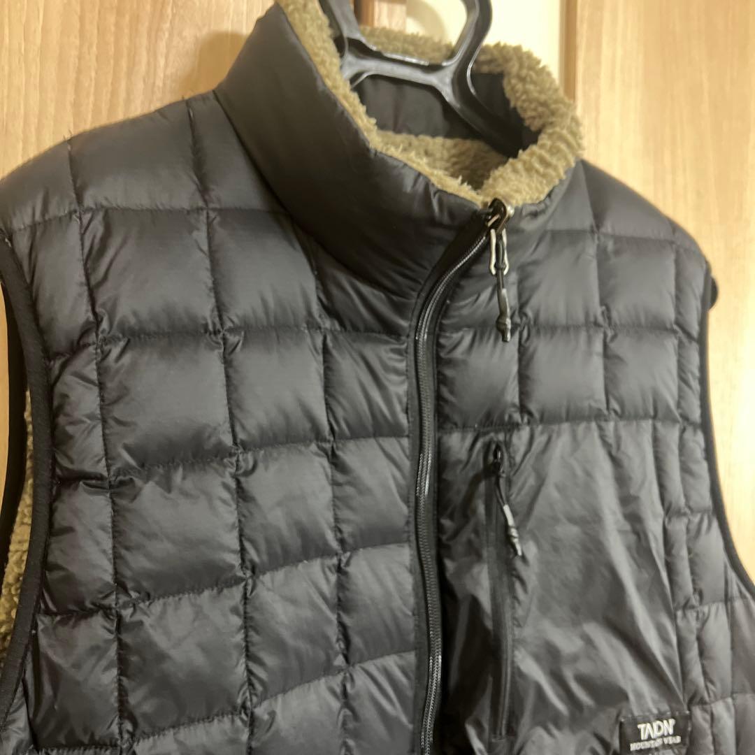 美品！TAION リバーシブル ダウン×ボアベスト 2XL カーキ×ブラック 黒