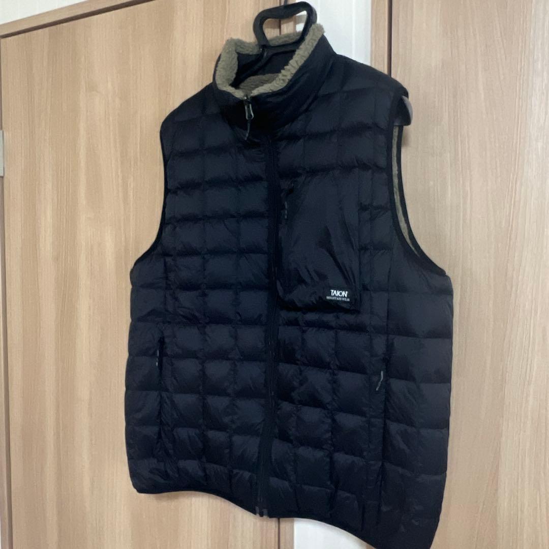 美品！TAION リバーシブル ダウン×ボアベスト 2XL カーキ×ブラック 黒