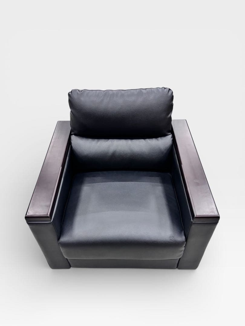 ニトリ 合皮1人掛けソファ ブラック｜LEGNO レグノ｜アームウッド仕様