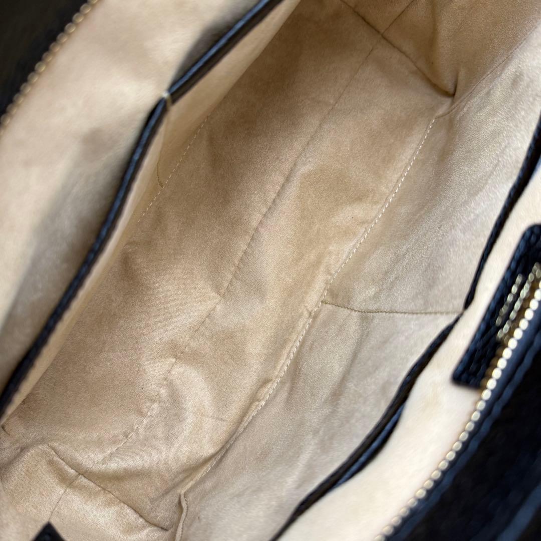 【極美品】HushTug ハッシュタグ ジップミニトート ブラック シボ革