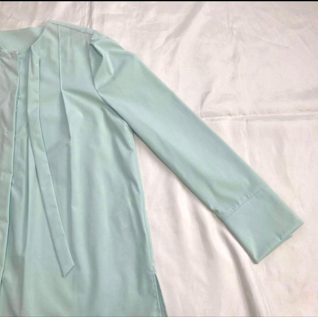 【新品】ボールジィ　シルキーデシン ボウタイブラウス　ライトグリーン　日本製