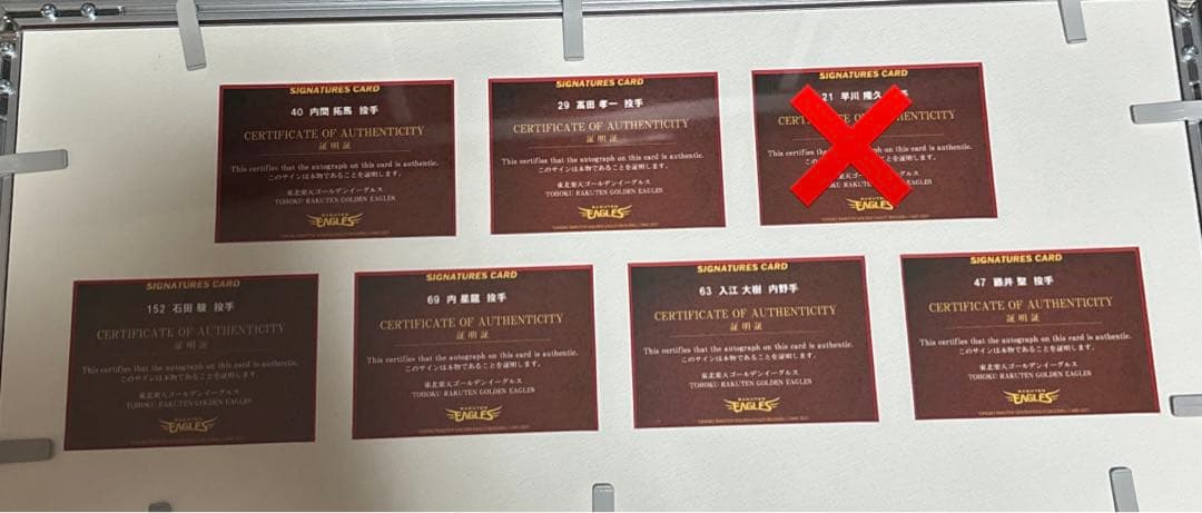楽天イーグルス　ルーキー直筆サイン入りカード　6点　内星龍　藤井聖 etc