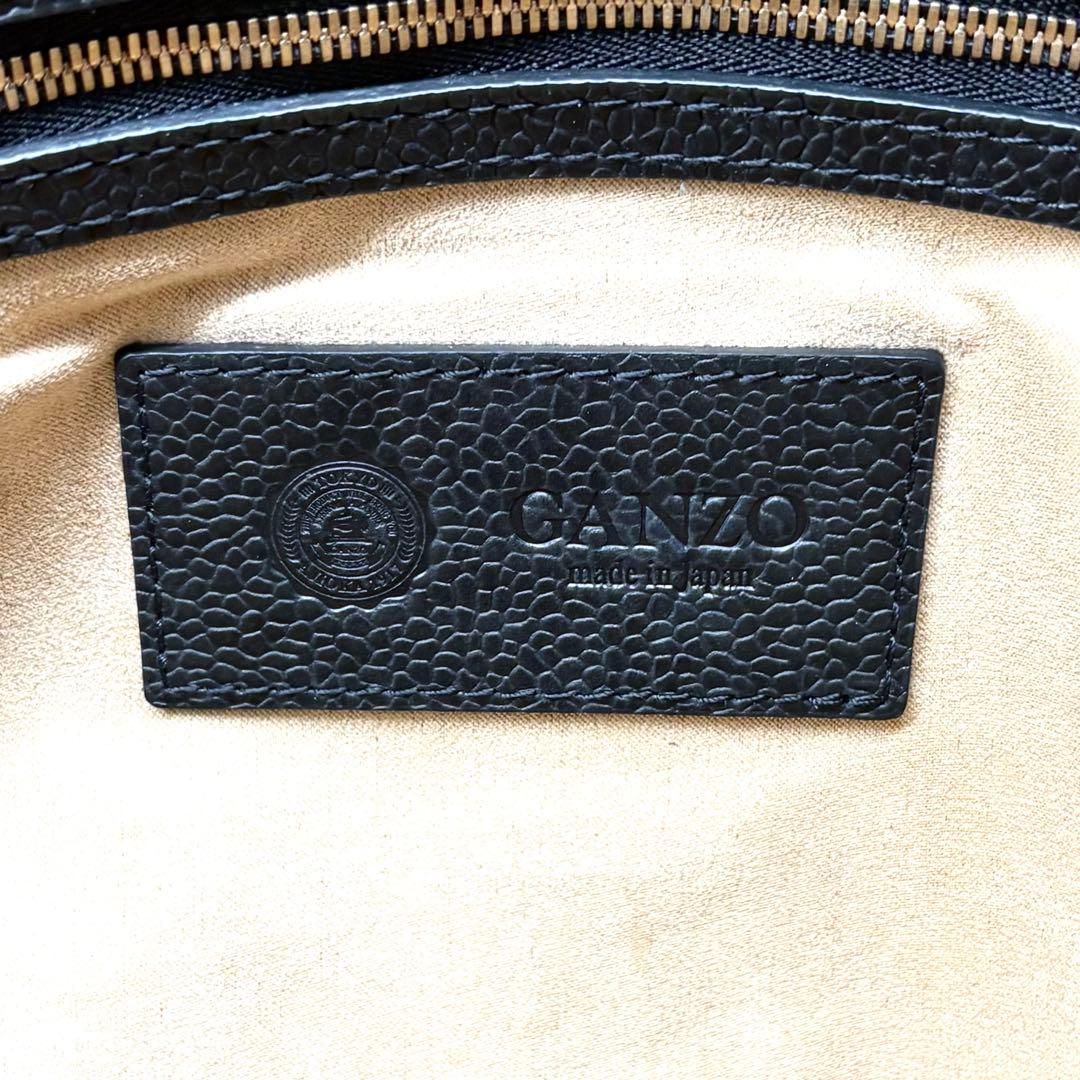 【美品】ガンゾ トートバッグ GD 縦型 レザー ブラック