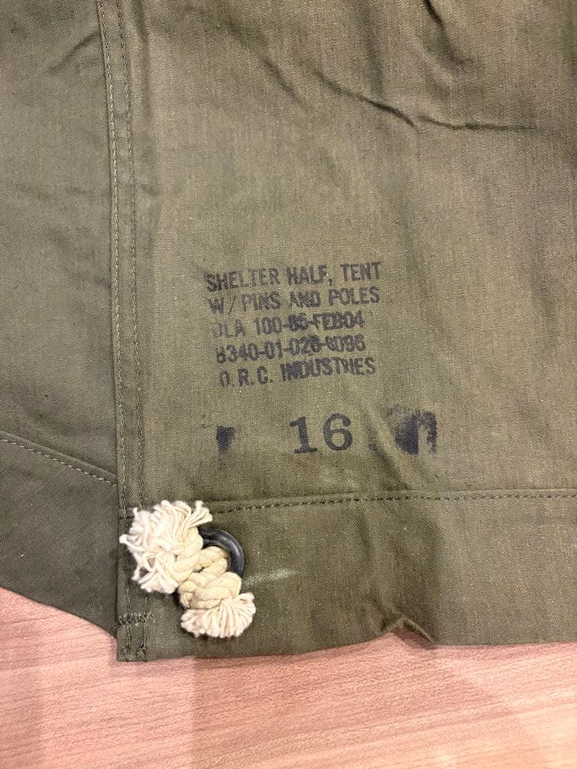 軍幕　米軍　USパップテント シェルターハーフ　85年会計　幕1枚　状態◎