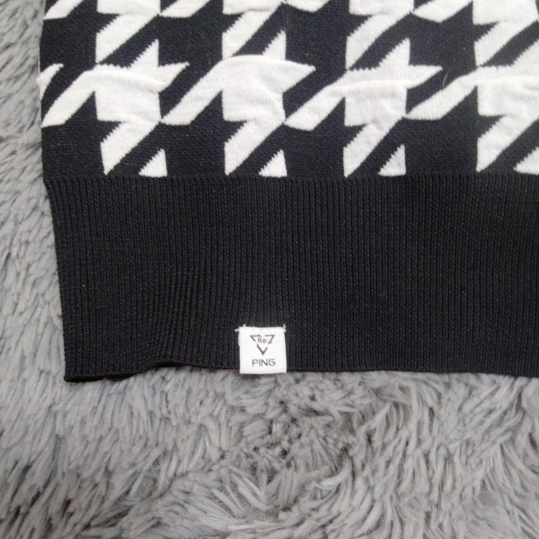 PING♡モックネック*ジャガード*半袖*ニット♡S ゴルフ スポーツ テニス