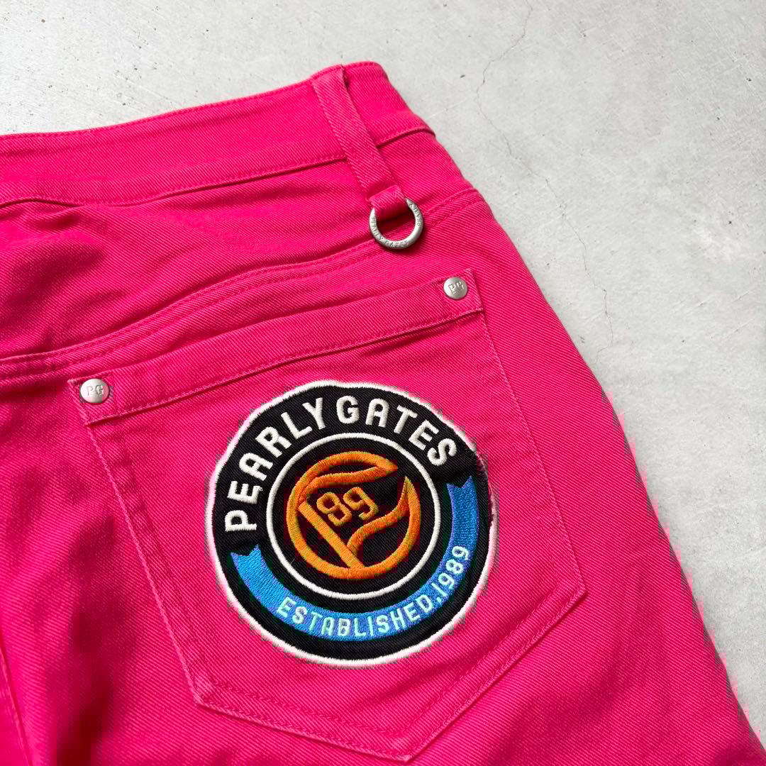 PEARLEY GATES パーリーゲイツ ストレッチロングパンツ ワッペン