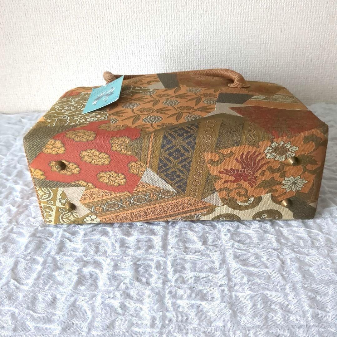 【未使用・タグ付】利休バッグ　和装　シルク　和柄　お茶　着物　絹