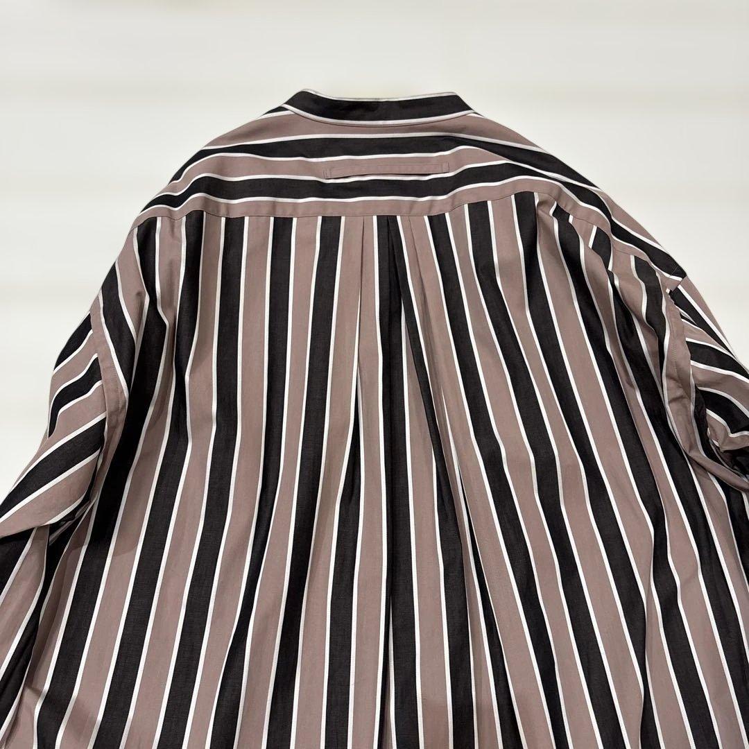 新品タグ付きティッカ バンドカラー シャツワンピースロングストライプ FREE