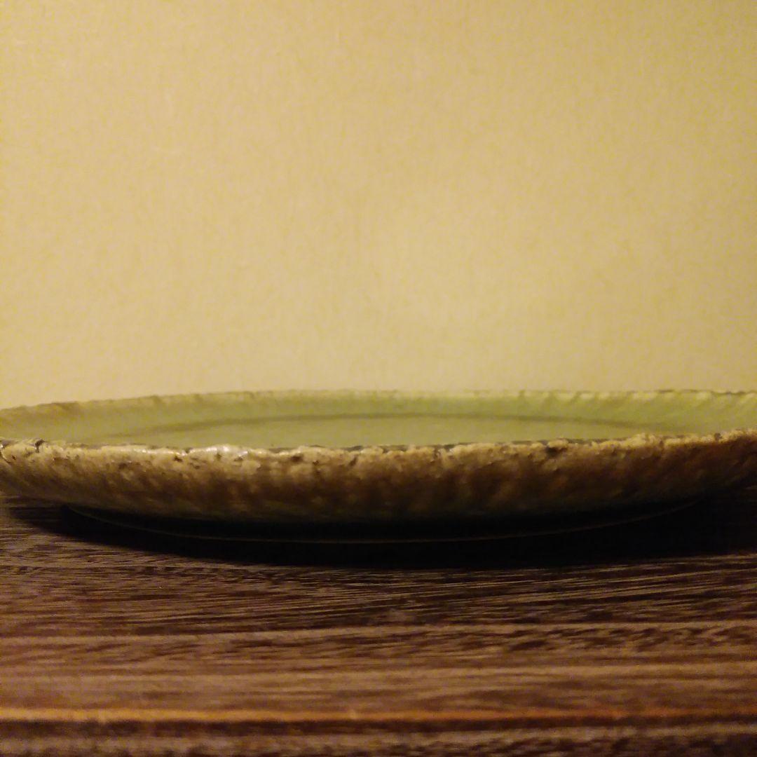 鈴木重孝 緑灰釉大丸皿　大皿 33㎝