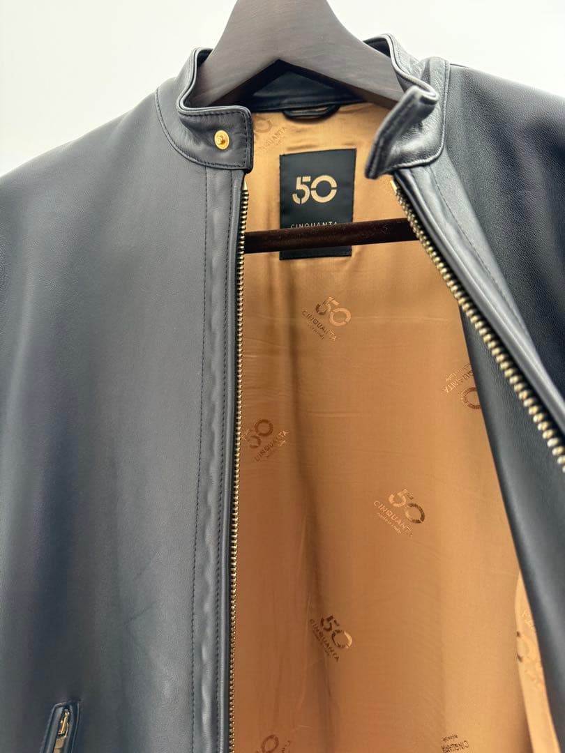CINQUANTA スタンドカラー シングルライダース サイズ希少52