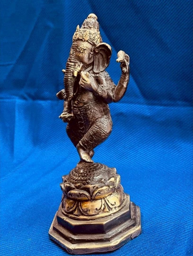 ガネーシャ像☆ヒンドゥー教 ブロンズ　真鍮　アンティーク風水 置物商売繫盛