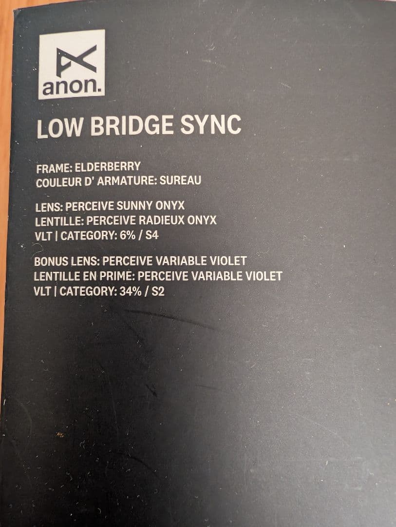 ⑤anon.Sync Low Bridge Fit Goggles+B.lens
