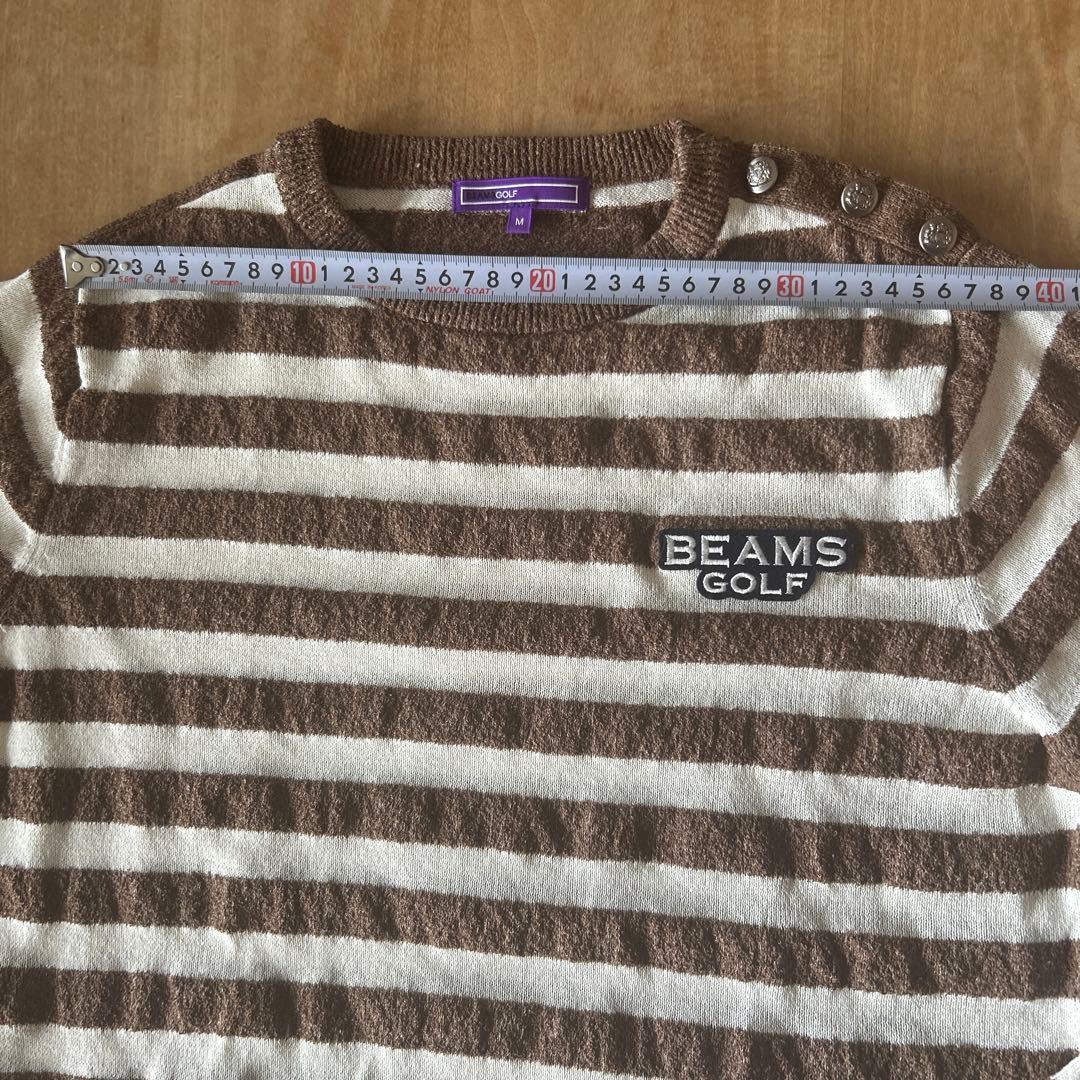 超美品★ビームスゴルフ★爽やかブラウンストライプサマーセーター ★春夏★お買い得