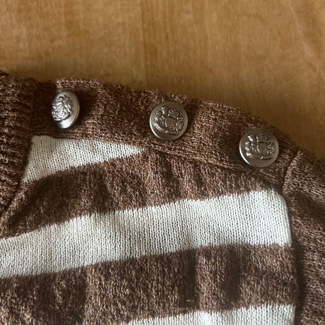 超美品★ビームスゴルフ★爽やかブラウンストライプサマーセーター ★春夏★お買い得