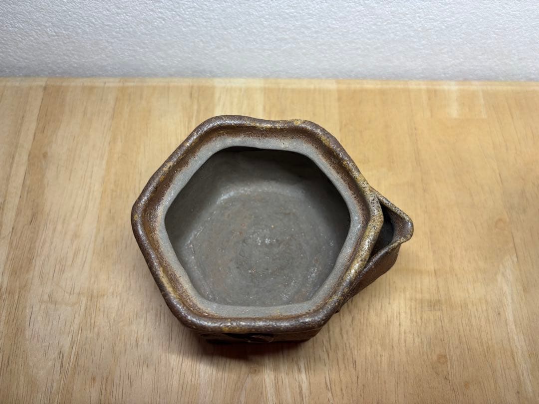 57.備前焼 宝瓶 登り窯 白梅 はくばい 梅 六角 手びねり 急須