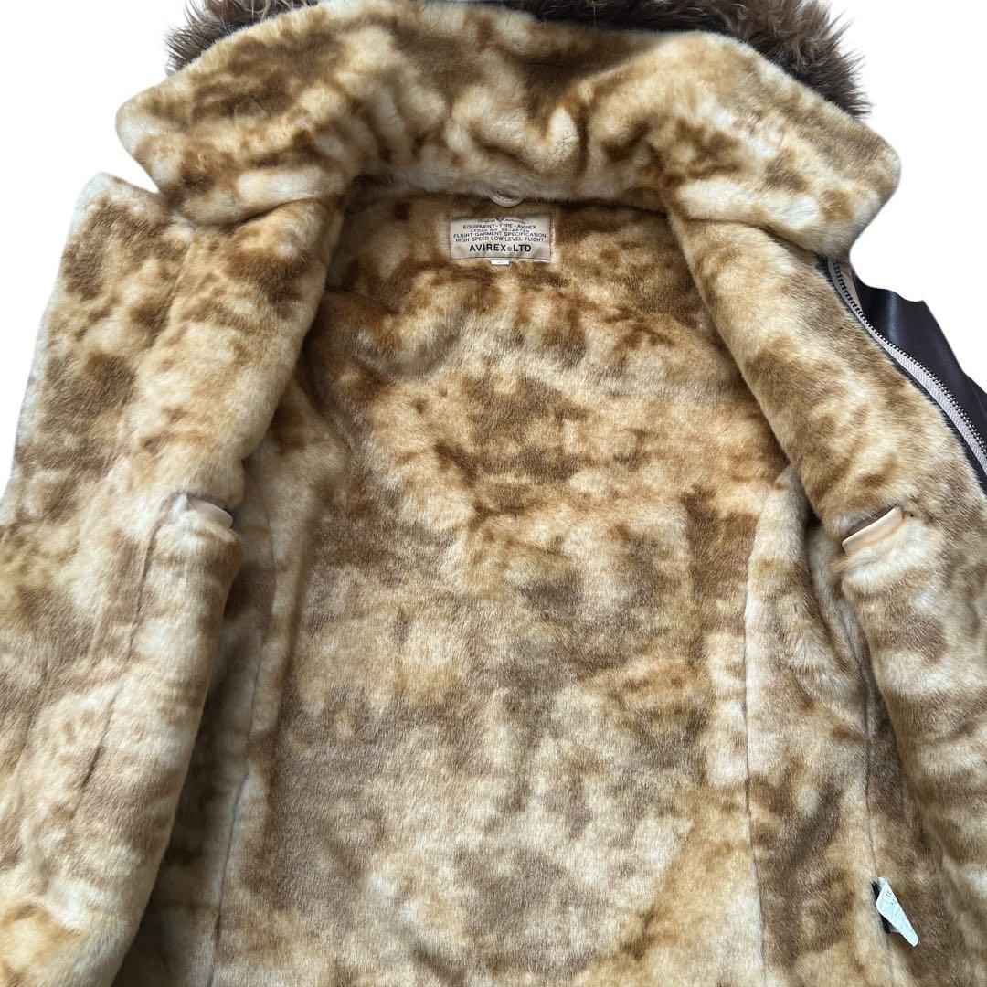 AVIREX　B-3　レザーフライトジャケット　羊革　バイカラー　フード　M
