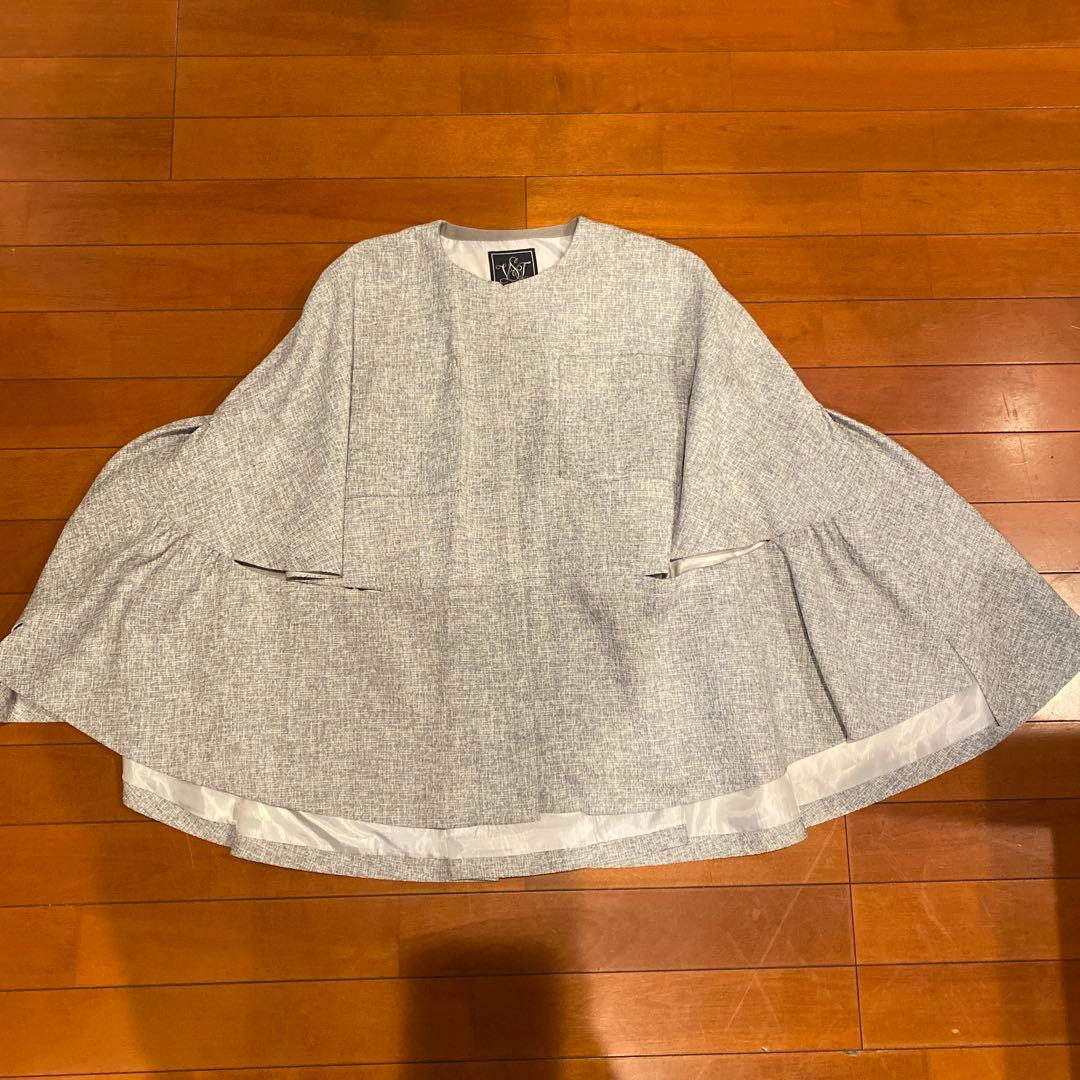 seventen ツイードフレアショートコート　XS ポンチョ