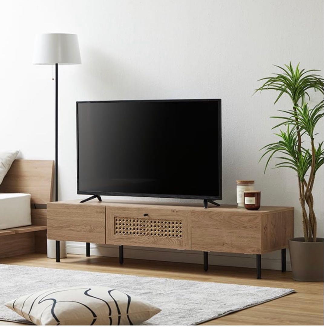 LOWYA テレビ台 木目 スチール脚 幅140