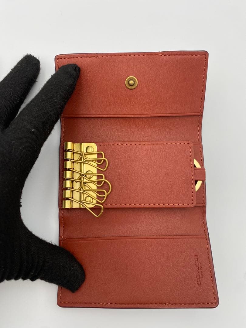 【未使用】COACH シグネチャー 6連キーケース ブラウン Cロゴ