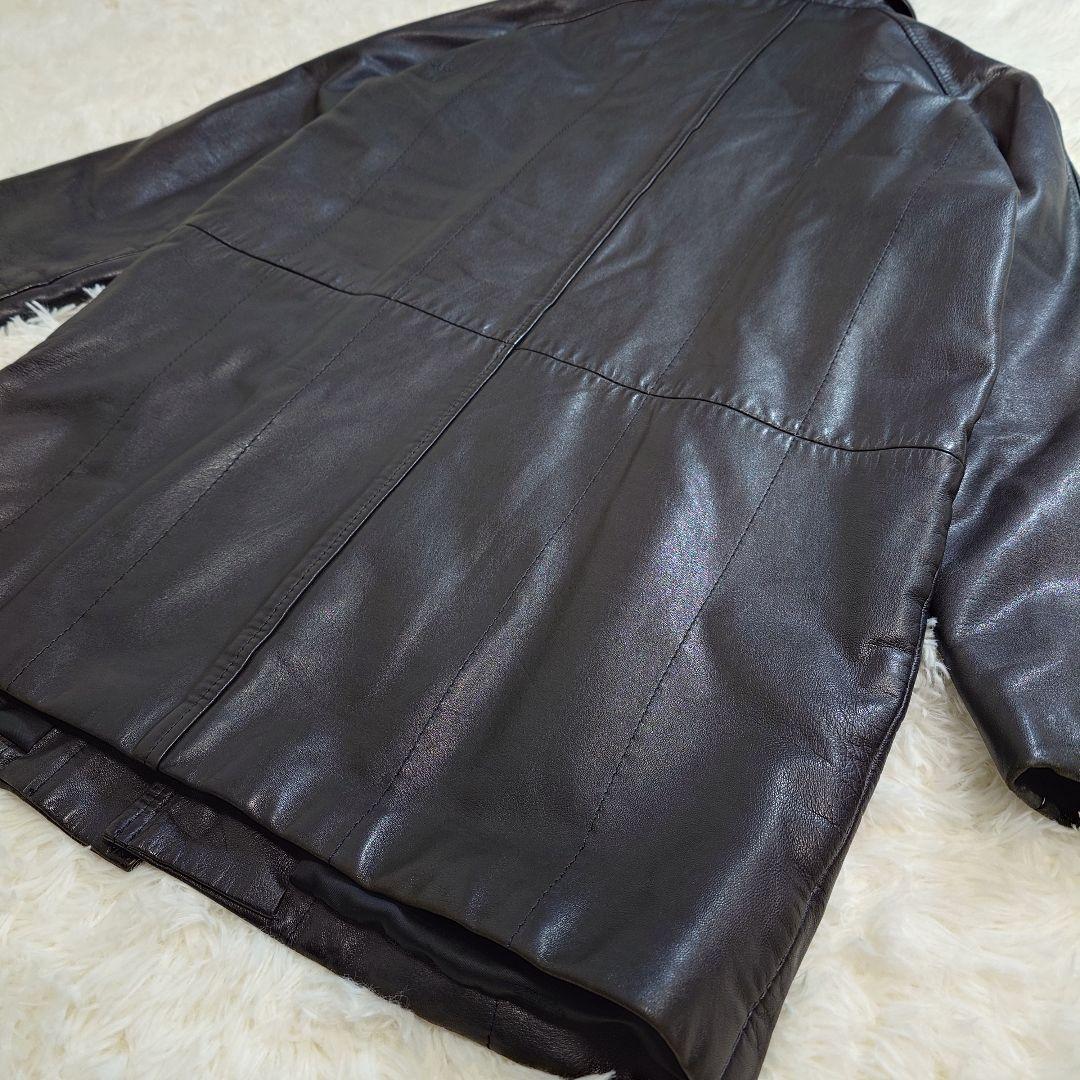 極美品 パルティーナ 羊革 ラムレザー ハーフコート ブラック L 東京毛皮貿易