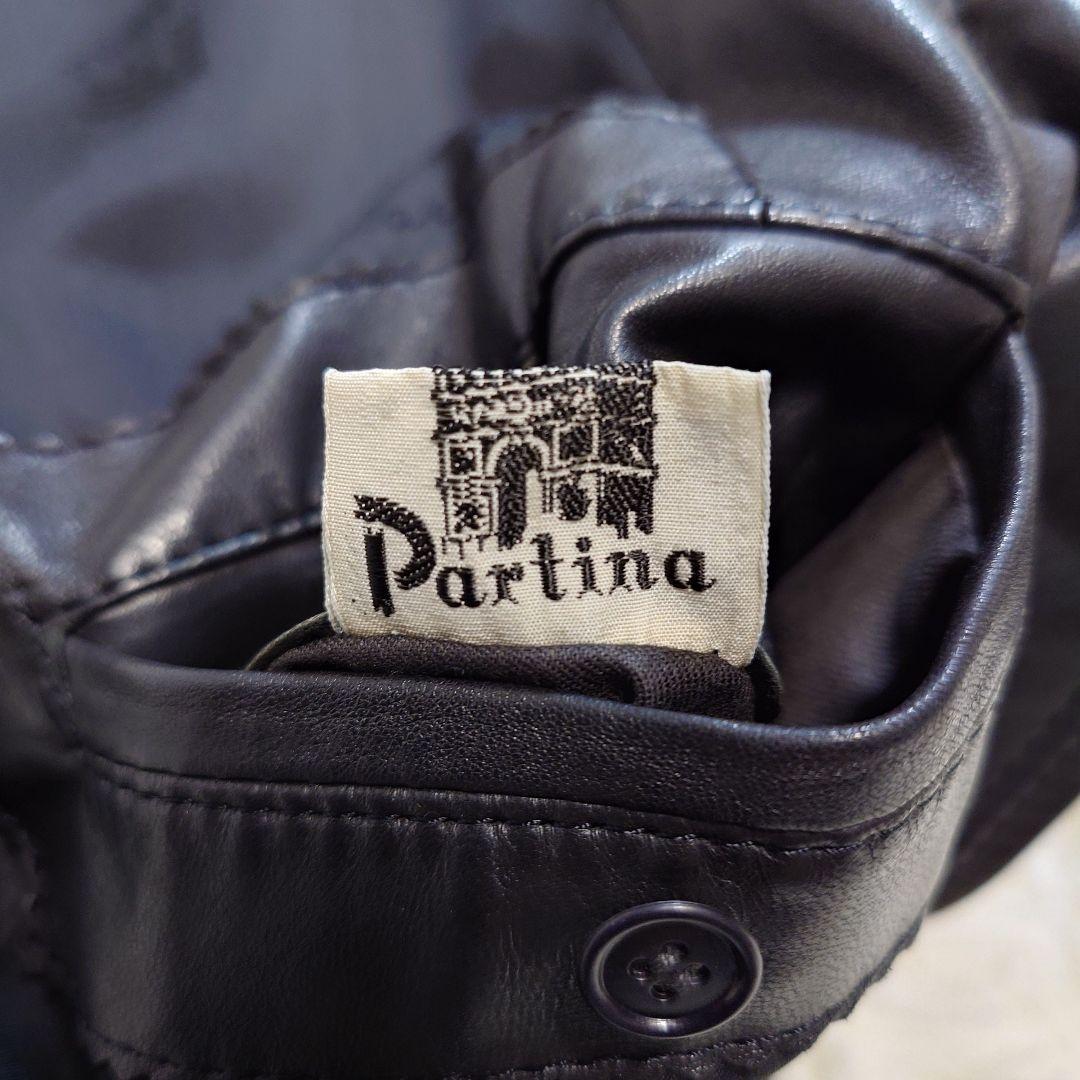 極美品 パルティーナ 羊革 ラムレザー ハーフコート ブラック L 東京毛皮貿易