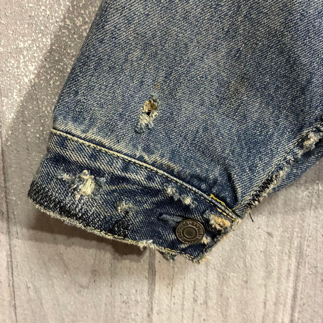 【最高デザイン】サプール　ヴィンテージ加工　デニムジャケット L