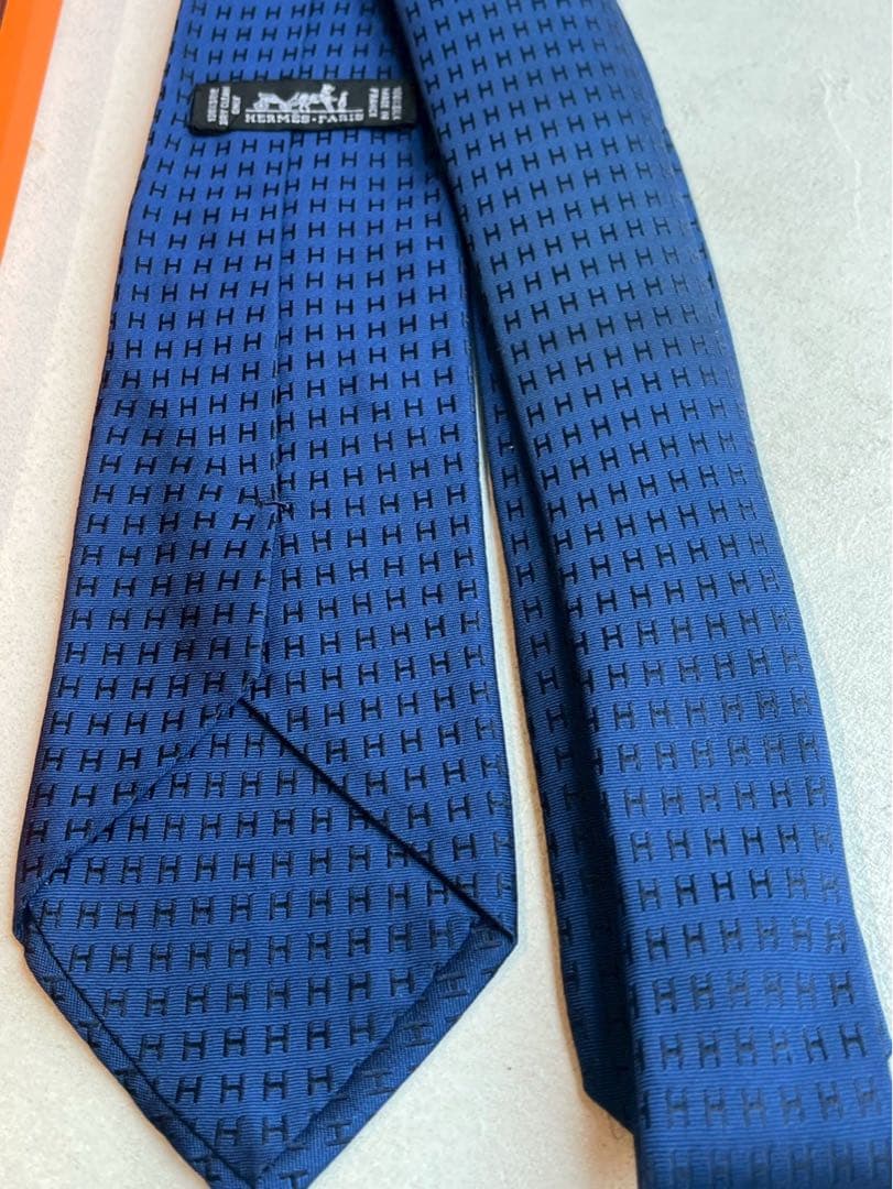 【新品未使用】HERMES ネクタイ ネイビー シルク100%