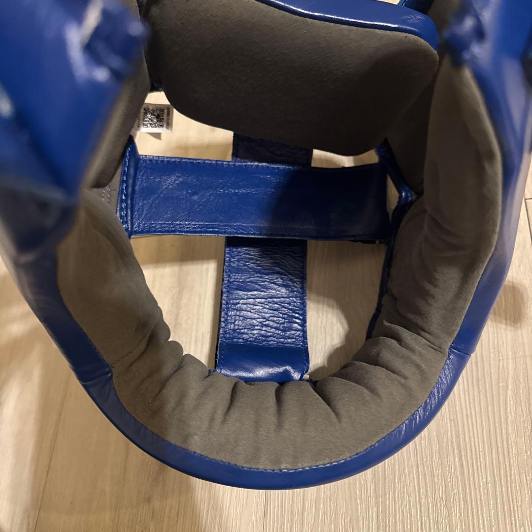 adidas 青 アマチュアヘッドギア J.A.B.F 公認シール付　サイズS