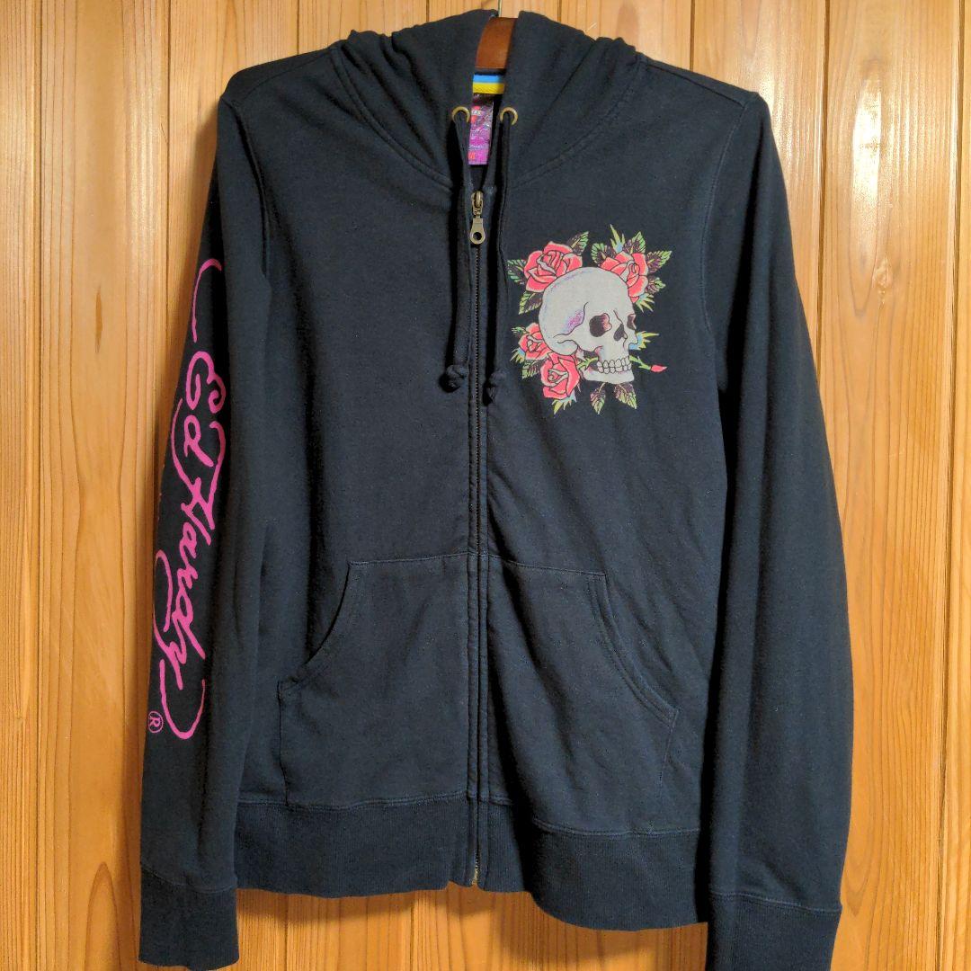 Ed Hardy エドハーディー ジップアップパーカー 黒色 スカル レディース