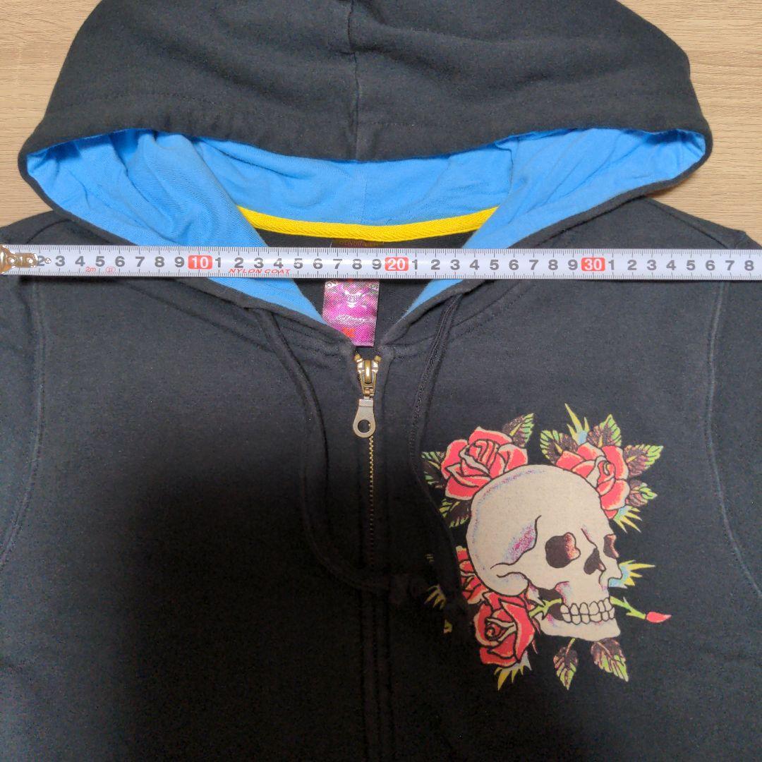 Ed Hardy エドハーディー ジップアップパーカー 黒色 スカル レディース