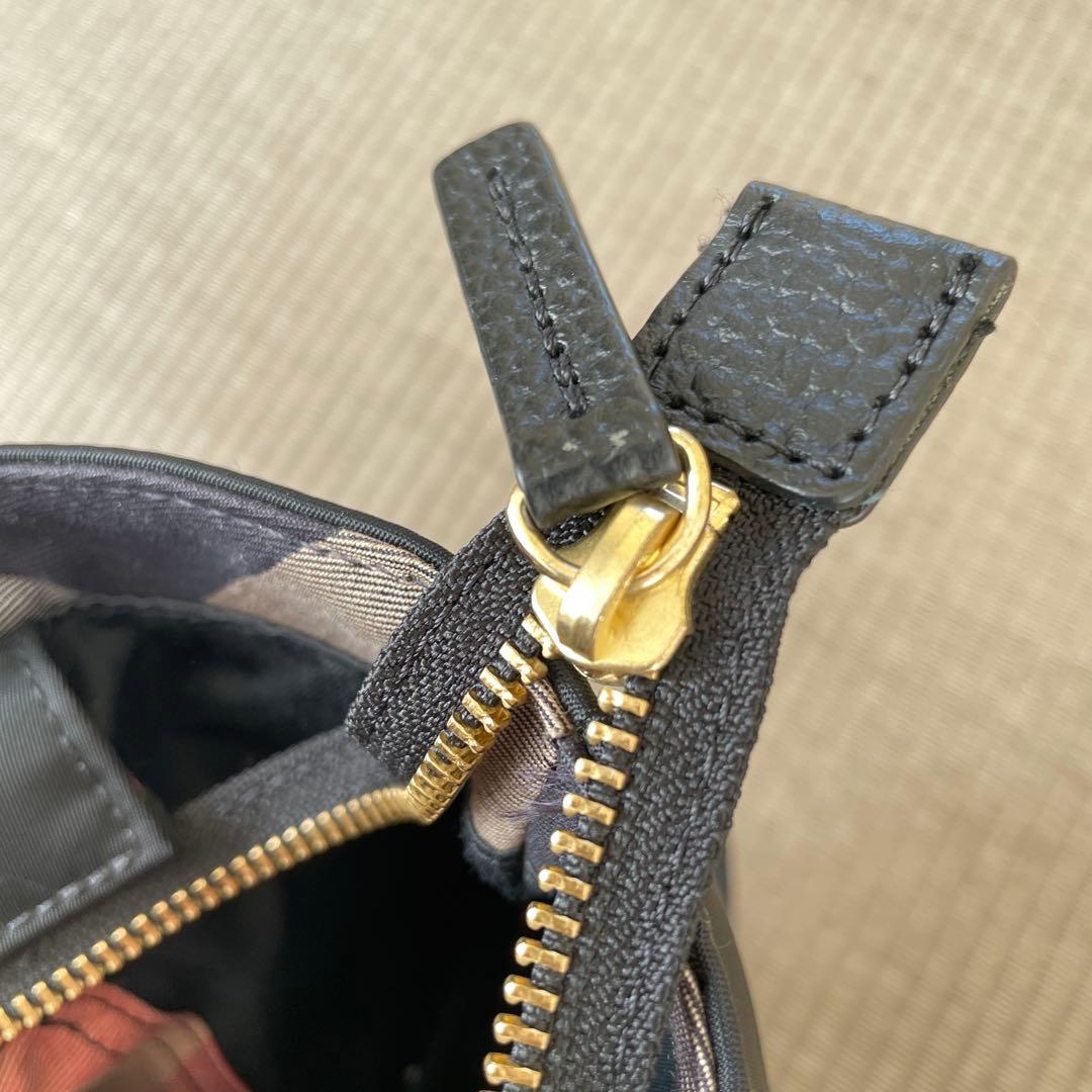 美品 ブルーレーベル トート バッグ ブラック バーバリー ミニ チェック柄