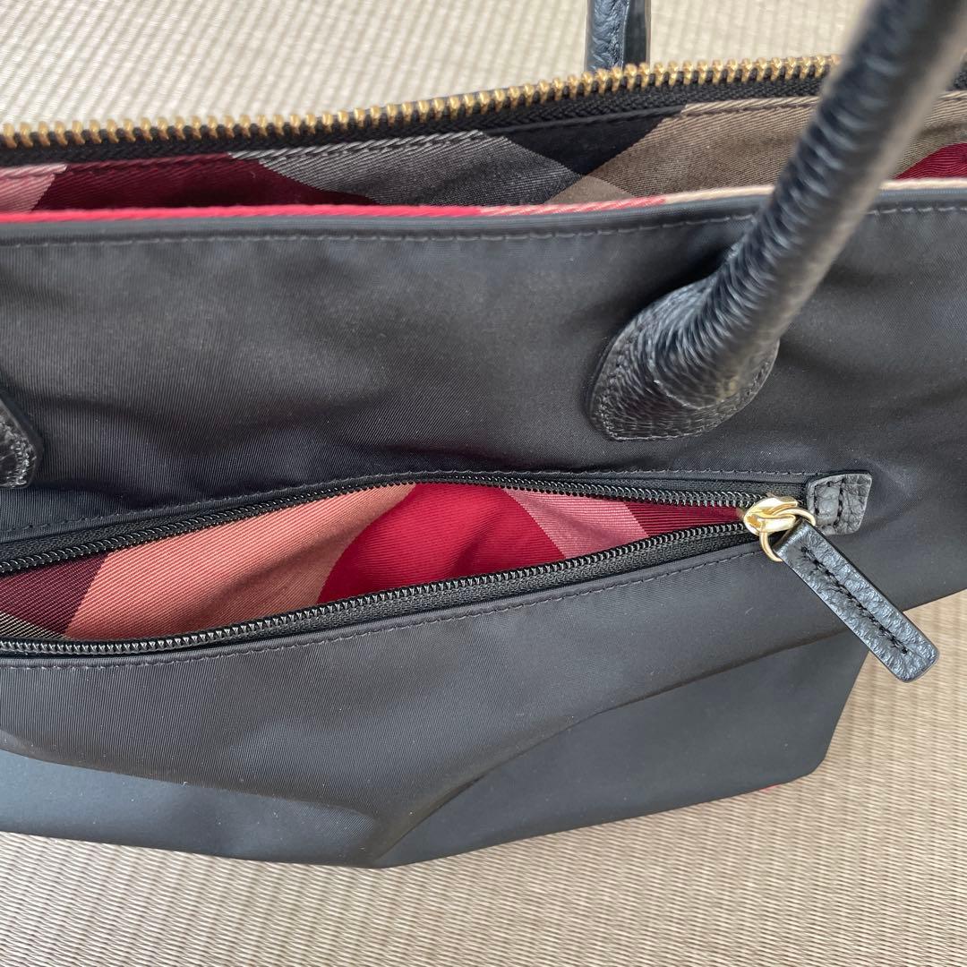 美品 ブルーレーベル トート バッグ ブラック バーバリー ミニ チェック柄