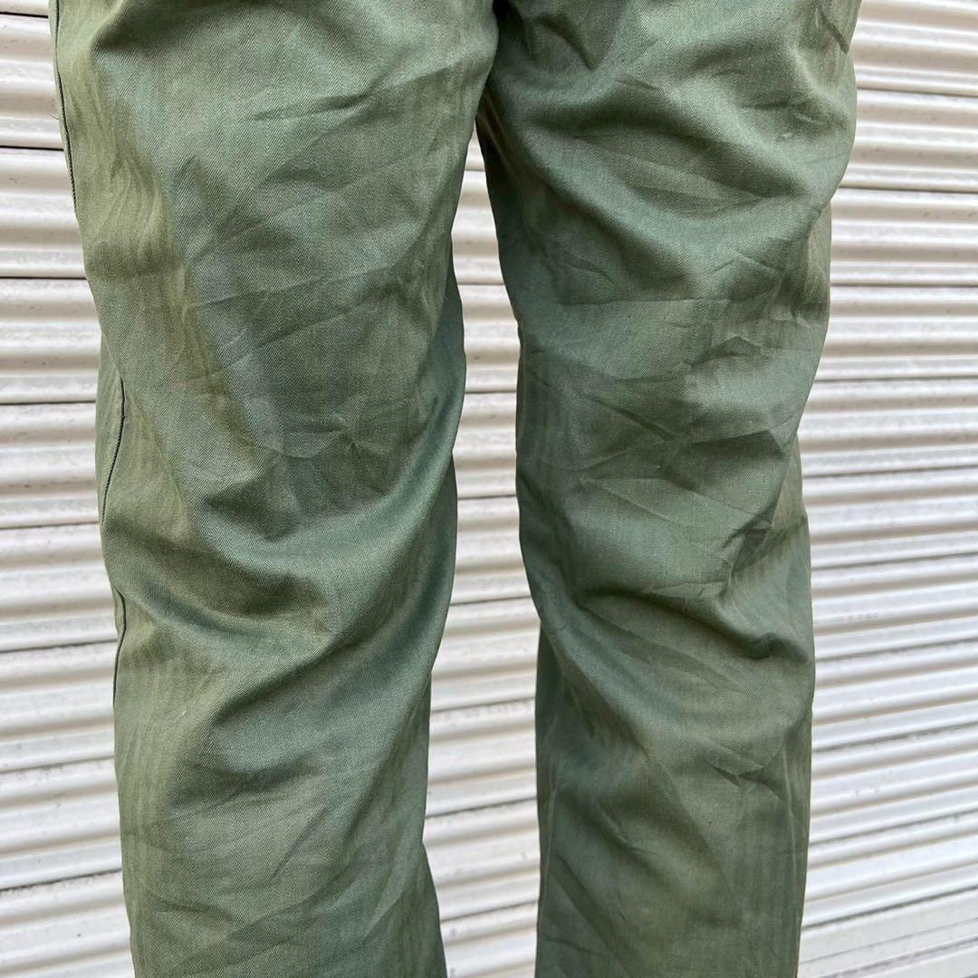 80s 韓国軍 実物 ベイカーパンツ ヘリンボーン W72cm 14号 カーゴ