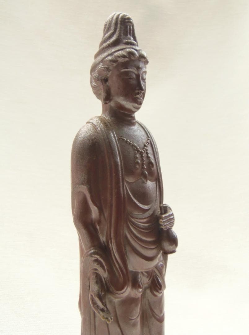 76代逸翁 金重利右衛門（金重勉）古備前焼 置物 観音菩薩像 仏像 古美術 骨董