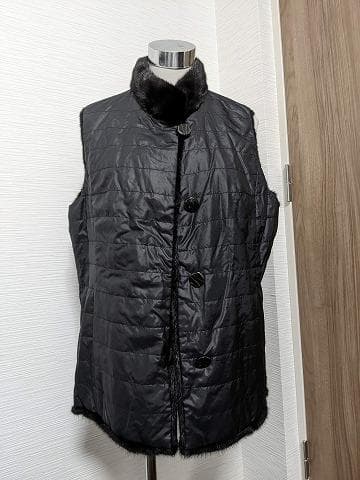 A961　ミンク　毛皮　リバーシブル　ベスト　ジレ　ライナー　リアルファー