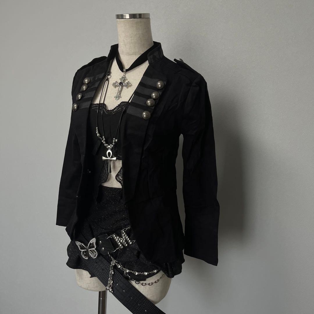 ナポレオン ジャケット 海外ガール ダークコア y2k 退廃的 軍服風
