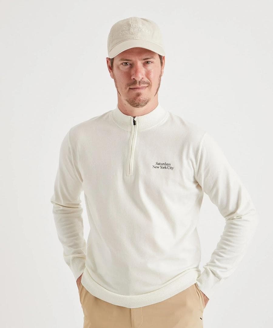 美品 サタデーズ ニューヨーク Knitted Half Zip LS Mock